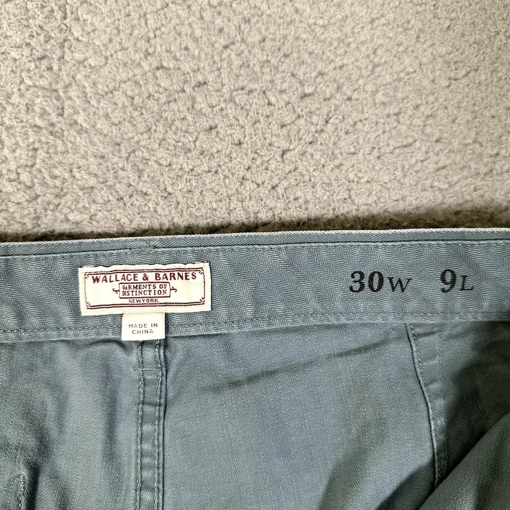 Wallace & Barnes Shorts Mens‎ 30 Blue Cotton Button Fly Casual Preppy Chino Logo